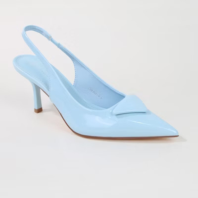 Berness Women's Chevelle Pointed-Toe Slingback Heels with Triangle Embellishment Blue 7.5 | Target