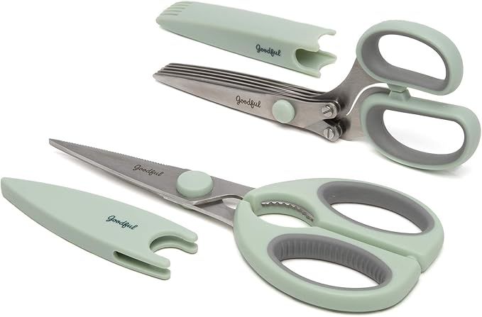Goodful Utility Kitchen Shear and 5-Blade Herb Shear Set, Premium Stainless Steel Blades with Pro... | Amazon (US)