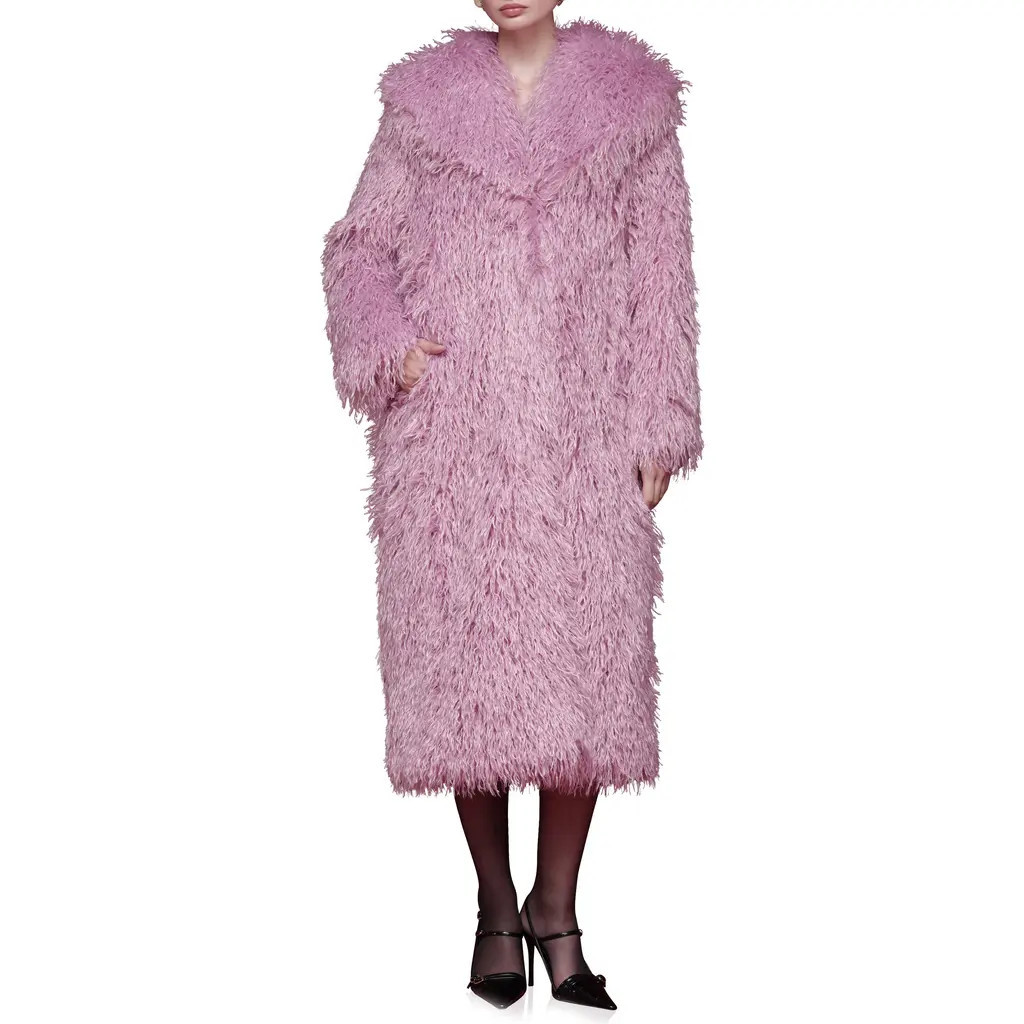 Avec Les Filles Longline Faux Fur Coat in Blossom Pink at Nordstrom, Size Small | Nordstrom