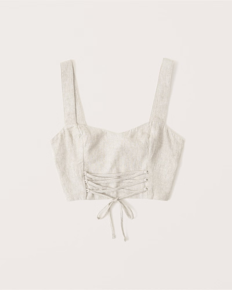 Linen-Blend Lace-Up Top | Abercrombie & Fitch (US)
