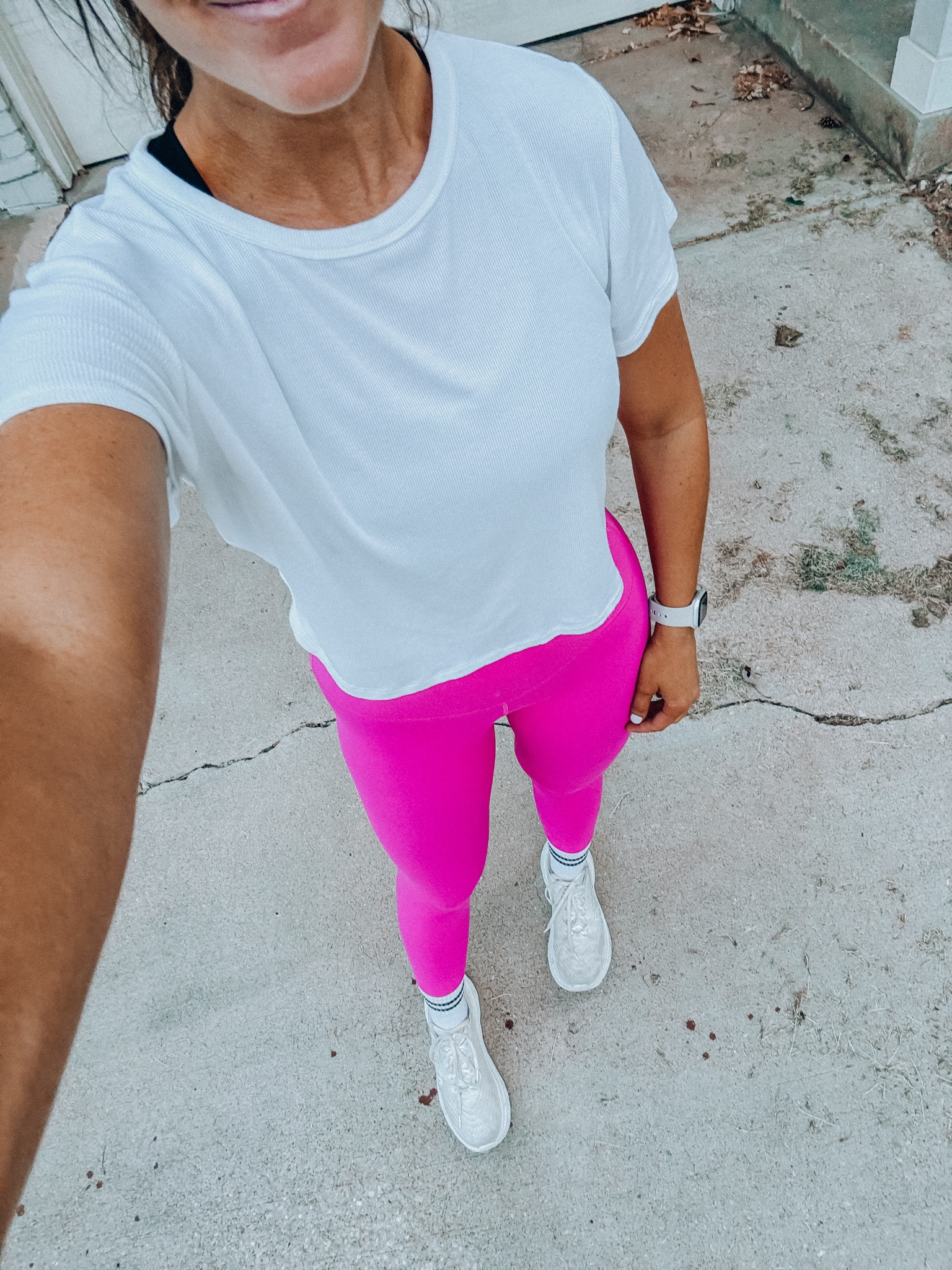 Love this ribbed workout tee! Slightly cropped! I recommend sizing up at least one size if not two! I am in a medium 🫶🏻 and in my fave Amazon workout leggings! Feel like lululemon align without the price tag. 

#LTKFitness #LTKFindsUnder50 #LTKActive