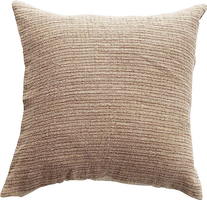 Creative Co-Op Square Brown Striped Woven Cotton & Linen Pillow | Amazon (US)