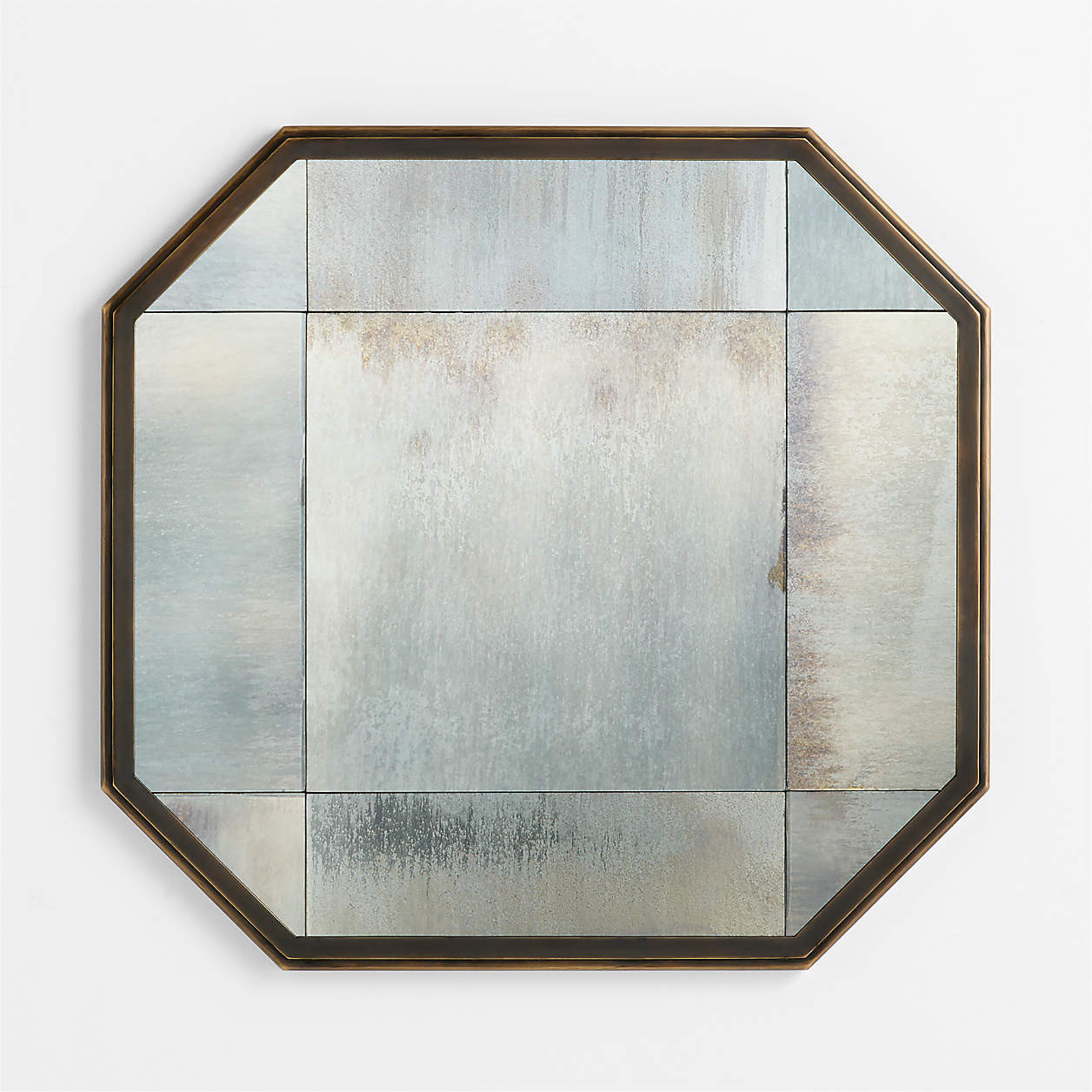 Sorina Brass Patina Hexagon Wall Mirror | Crate & Barrel | Crate & Barrel