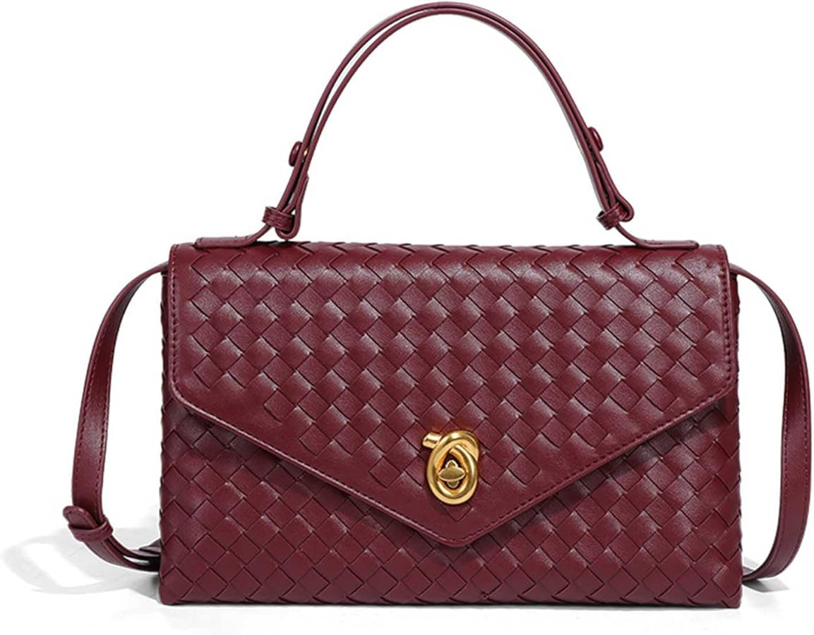 Women's Handmade Woven Evening Bag PU Leather Handbags Shoulder Bag Crossbody Purse for Women | Amazon (CA)