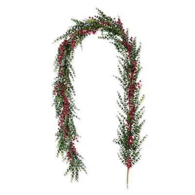 Leyon 9Ft Christmas Greenery PE Dripping Eucalyptus Garland with Red Berries | Wayfair North America