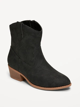 Faux-Suede Side-Zip Western Booties for Girls | Old Navy (CA)