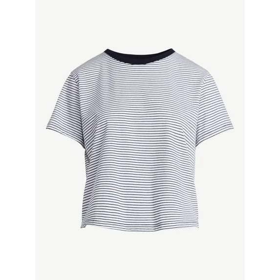 Free Assembly Women's and Women's Plus Cotton Cropped Boxy Tee with Short Sleeves, Sizes XS-4X | Walmart (US)