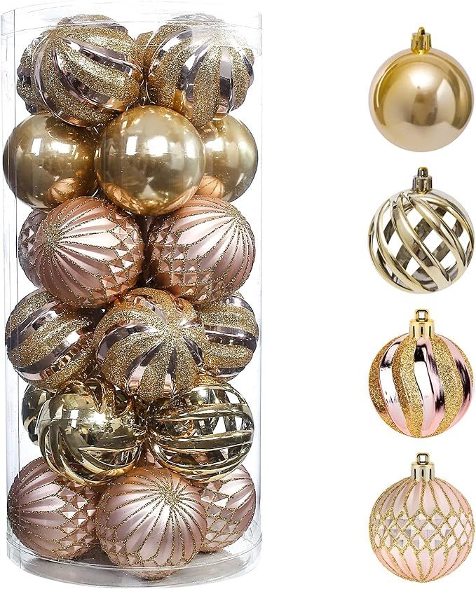 24pcs 2.36" Christmas Balls Ornaments for Christmas Tree, Shatterproof Coloured Hanging Balls, Xm... | Amazon (US)
