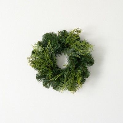 12"H Sullivans Lush Douglas Fir Christmas Mini Wreath, Green | Target