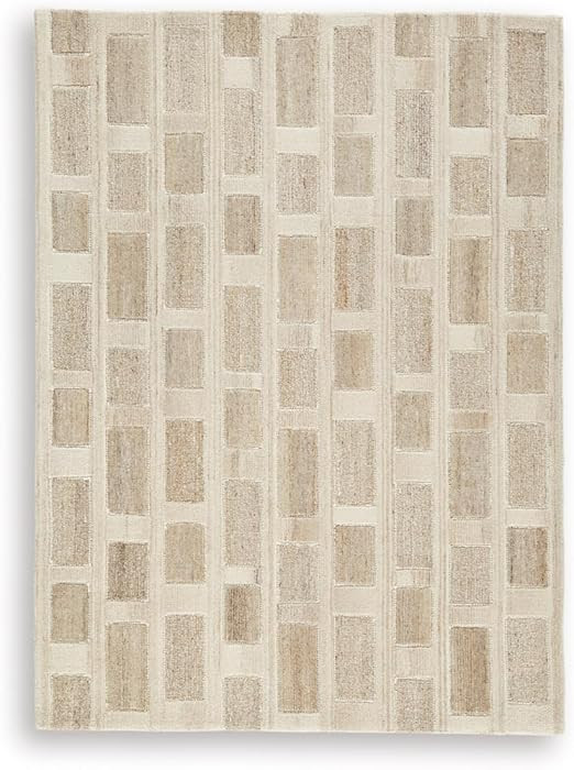 Signature Design by Ashley Lisgrove Rustic 5' x 7' Indoor Medium Pile Geometric Area Rug, White &... | Amazon (US)