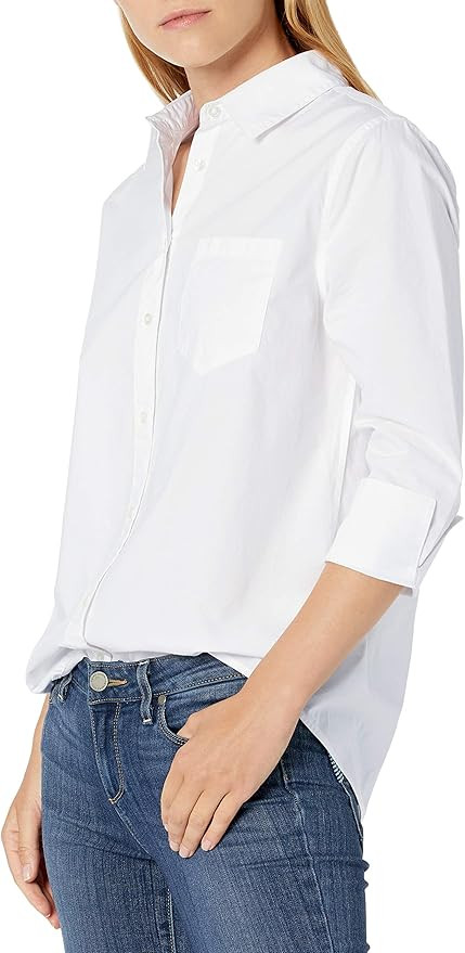 Amazon Essentials Women's Classic-Fit 3/4 Sleeve Poplin Shirt | Amazon (US)