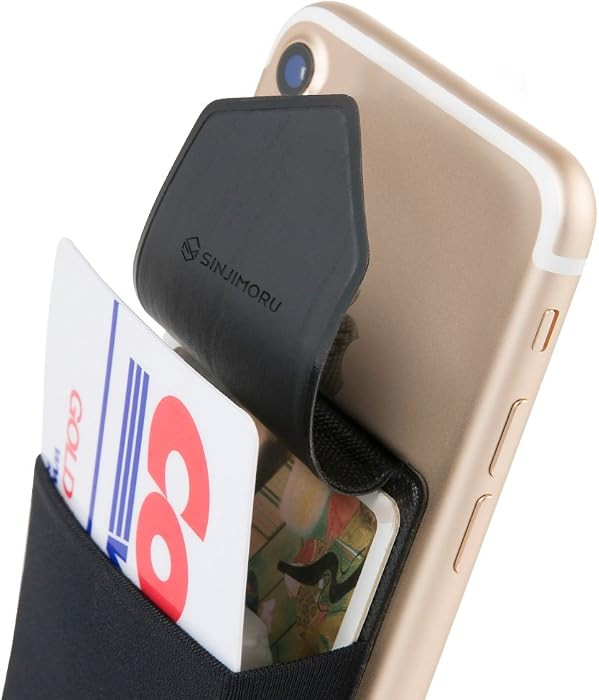 Sinjimoru Card Holder for Back of Phone, Stick on Phone Wallet, Black | Amazon (US)