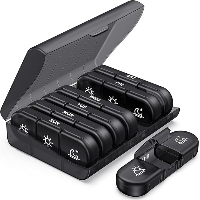 PULIV Weekly Pill Organizer 3 Times a Day, Portable Travel Pill Box 7 Day with Large Pill Contain... | Amazon (US)