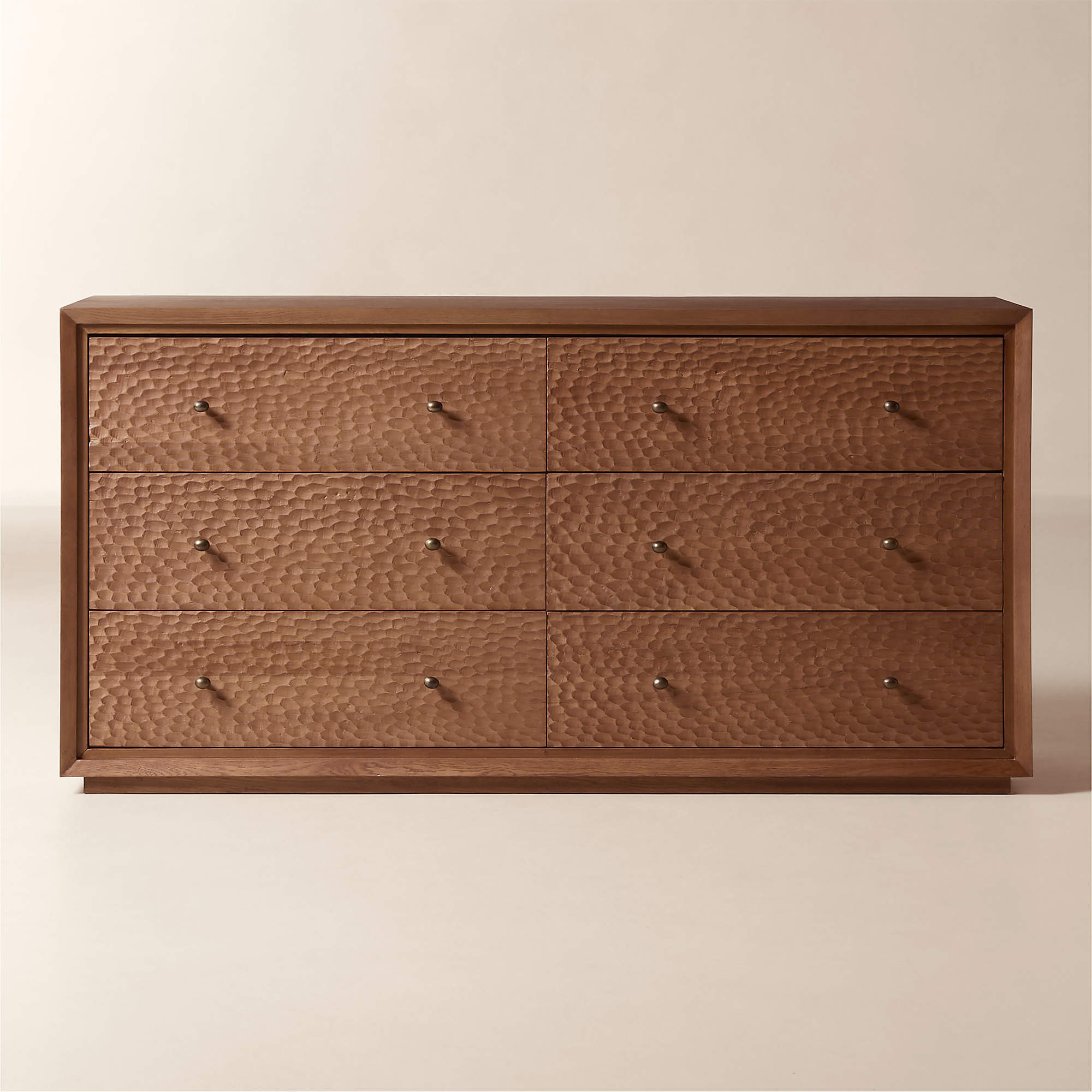 Hawk 70" Carved White Oak 6-Drawer Dresser | CB2 | CB2