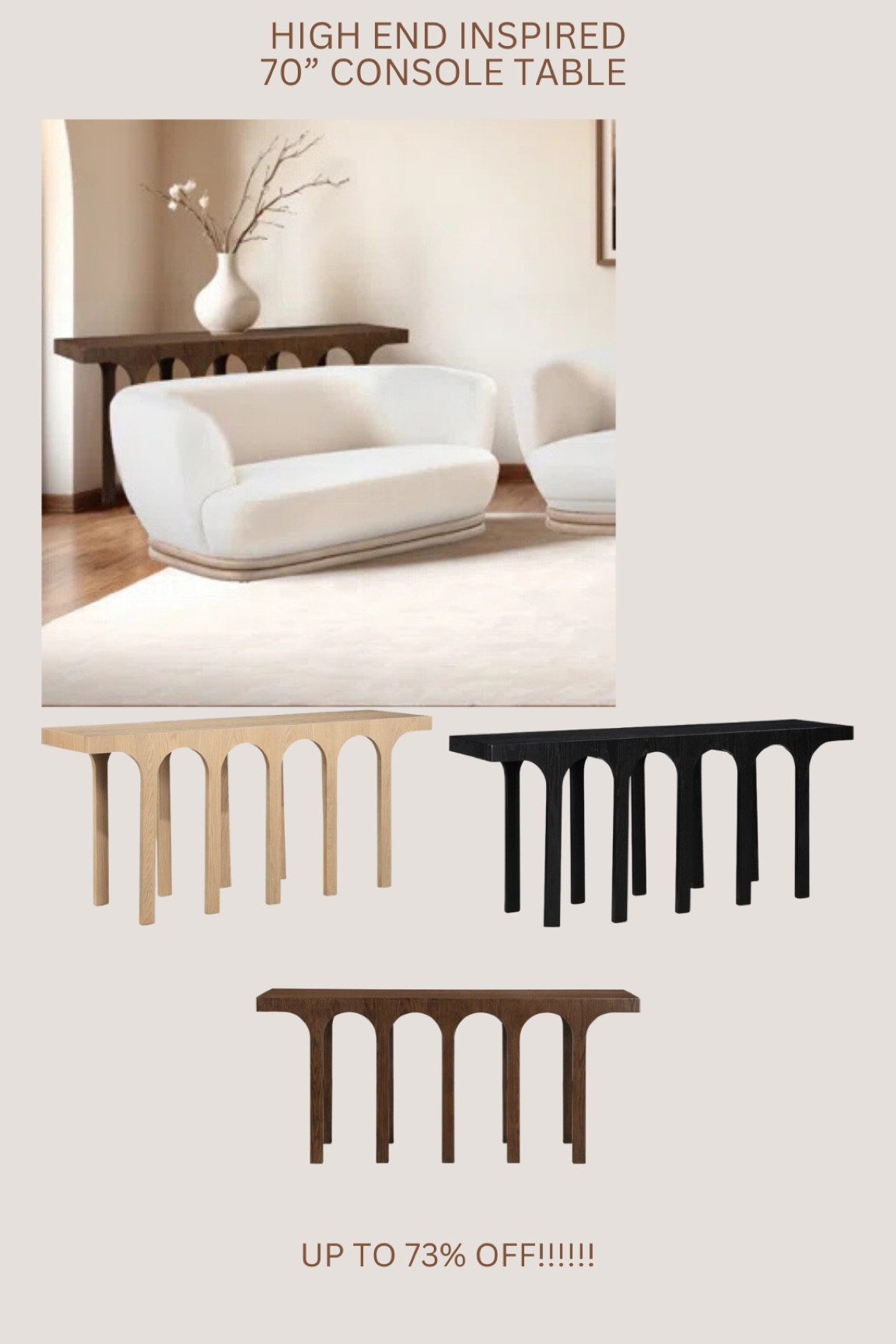 WOW!!! I just found the most unique console table on INSANE markdown!!!! The walnut is $1000 off right now!!!! 🤯🙌🏻 great price for the design & 70” size!!!

#LTKStyleTip #LTKHome #LTKSaleAlert