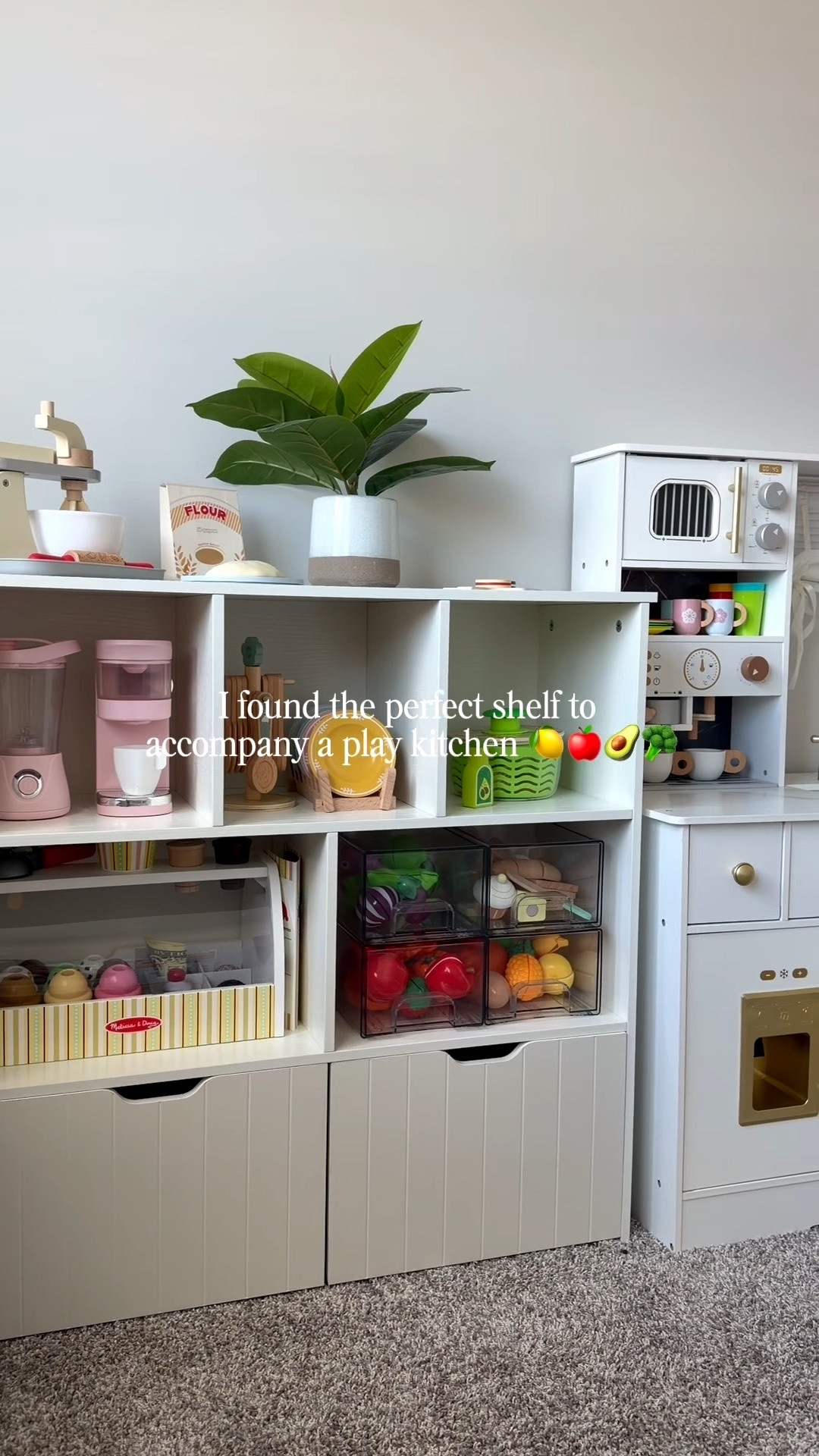 Play kitchen organization that actually works 🙌🏼

I found the perfect toddler-height shelf (32” high) to go next to our kids play kitchen. Everything is easy to see, easy to reach, and easy to reset at the end of the day.

My almost 3-year-old has been in her imaginative play era since she turned 2, so adding functional storage for all her play kitchen accessories was a must.

Does it stay this organized while she plays? Definitely not buttt everything has a home and that’s what makes the difference.

#PlayroomOrganization #ToddlerPlayroom #KidsPlayKitchen #ToyStorageIdeas

#LTKmomlife #LTKdayinmylife #LTKHome
