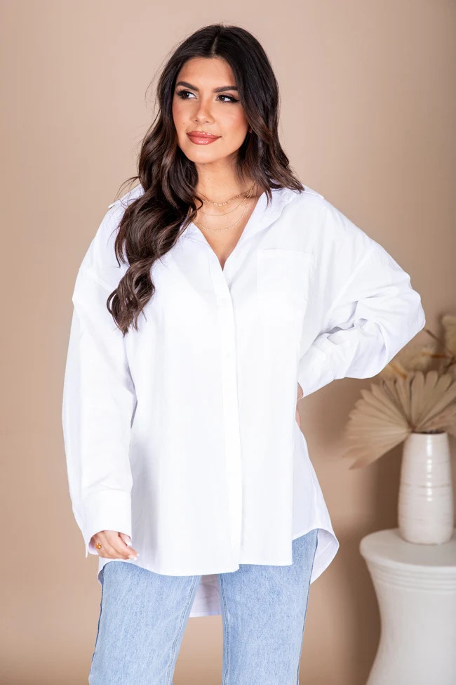 Now And Then Ivory Button Front Blouse | Pink Lily