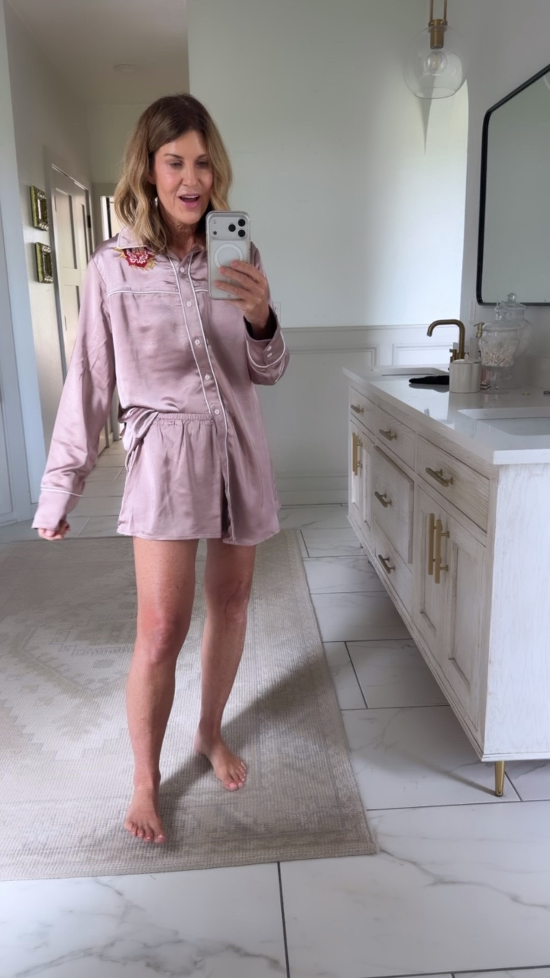 The satin pjs at Walmart. So good!! Get your true size

#LTKOver40