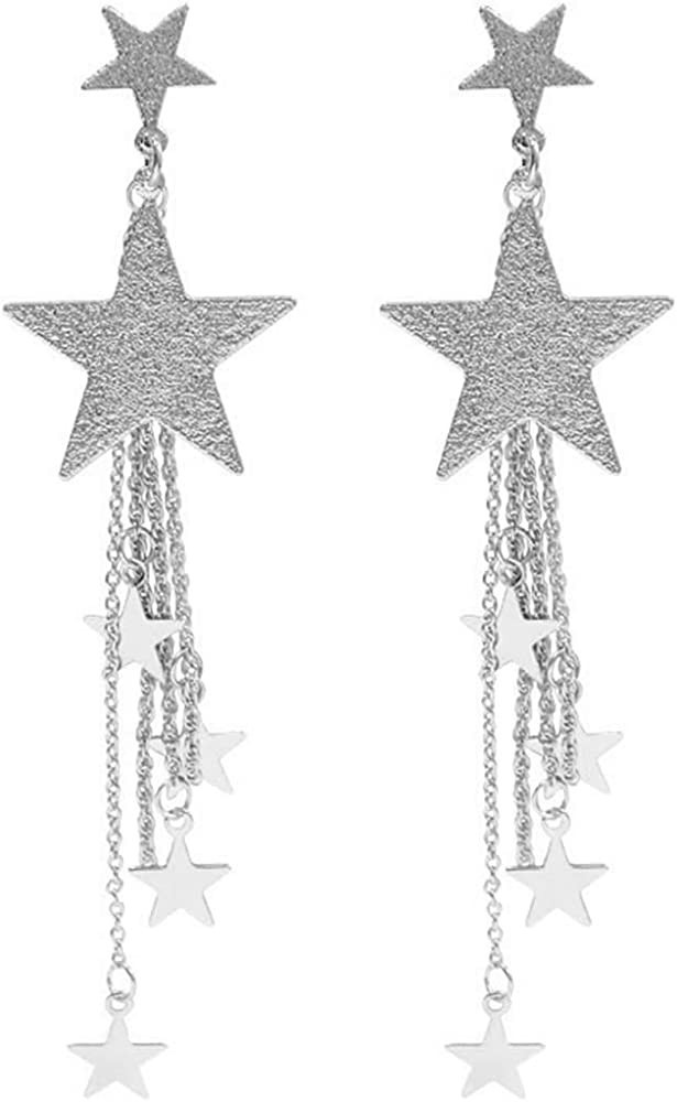 18k Gold Star Long Tassel Dangle Earrings for Women Shooting Star Earrings Meteor Lucky Star Pear... | Amazon (US)