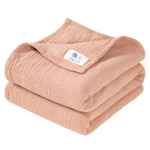 lulumoon Muslin Quilt Blanket, Crib Blanket for Baby and Toddler,47x47 Inches(Pink) | Amazon (US)