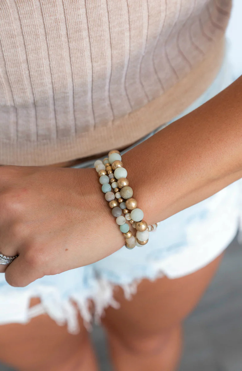 Be With Me Teal 3 Row Bracelet | Apricot Lane Boutique