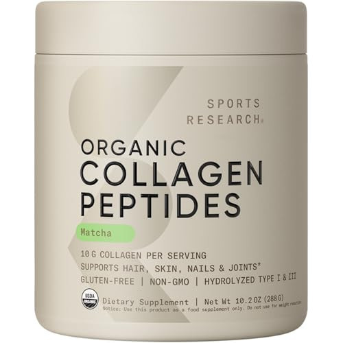 Sports Research Collagen Peptides - Hydrolyzed Type 1 & 3 Collagen Powder Protein Supplement for Healthy Skin, Nails, & Joints - Easy Mixing Vital Nutrients & Proteins, Collagen for Women & Men | Amazon (US)