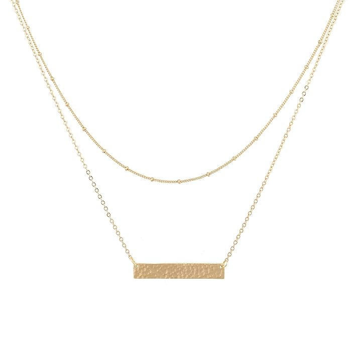 Mevecco Layered Heart Necklace Pendant Handmade 18k Gold Plated Dainty Gold Choker Arrow Bar Laye... | Amazon (US)
