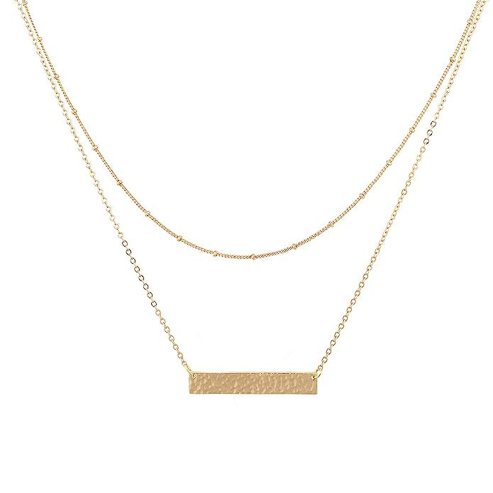 Mevecco Layered Heart Necklace Pendant Handmade 18k Gold Plated Dainty Gold Choker Arrow Bar Laye... | Amazon (US)
