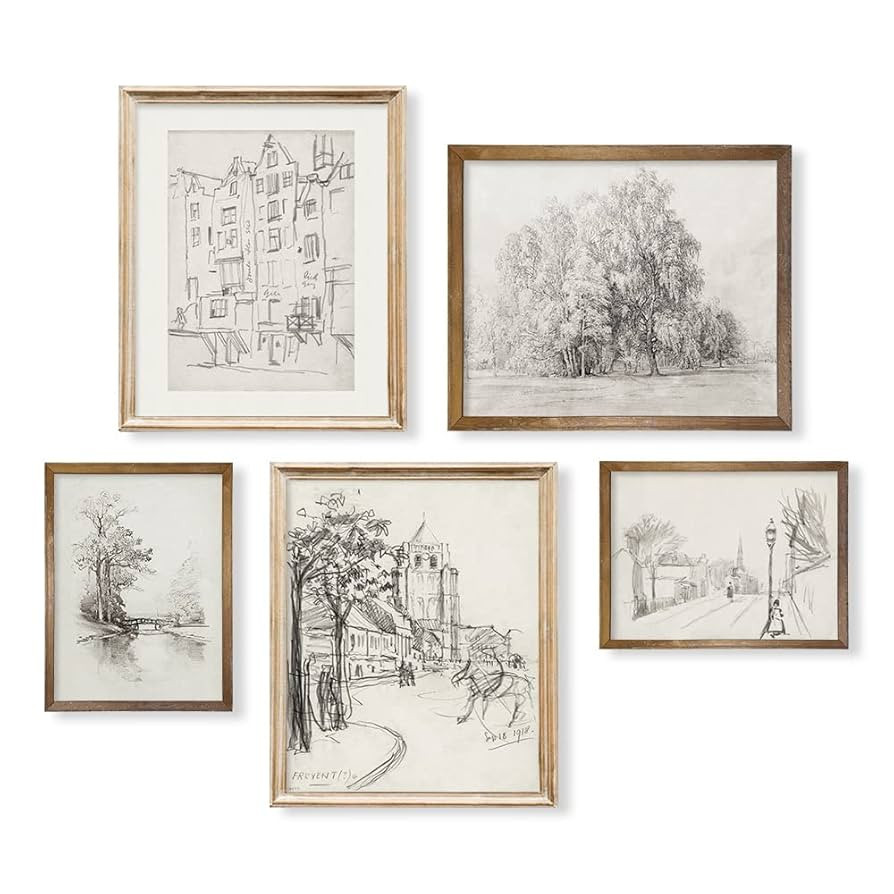 French Country Kitchen Etching Print Poster - Rustic Modern Farmhouse Drawing Wall Art Decor - Mi... | Amazon (US)