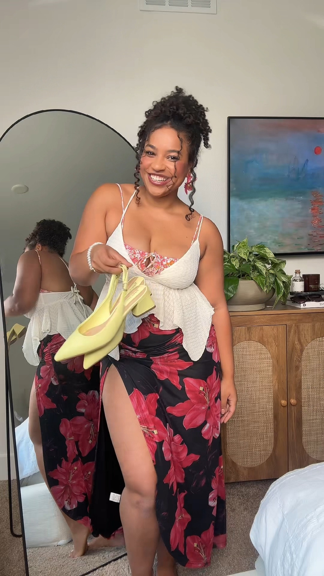 This summer outfit is everything!! I love the floral midi skirt and yellow low heels!!! 

#LTKVideo #LTKSeasonal #LTKSummerSales