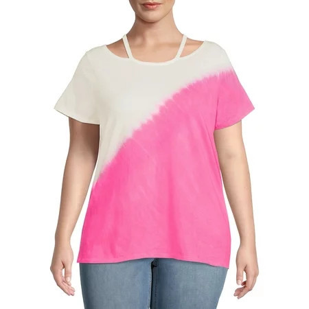 Terra & Sky Women s Plus Size Cut Out Neck Short Sleeve Top | Walmart (US)