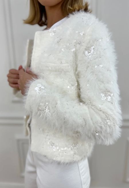 The details on this winter white jacket are so chic and fun! #winterwhite 

#LTKHoliday #LTKSeasonal