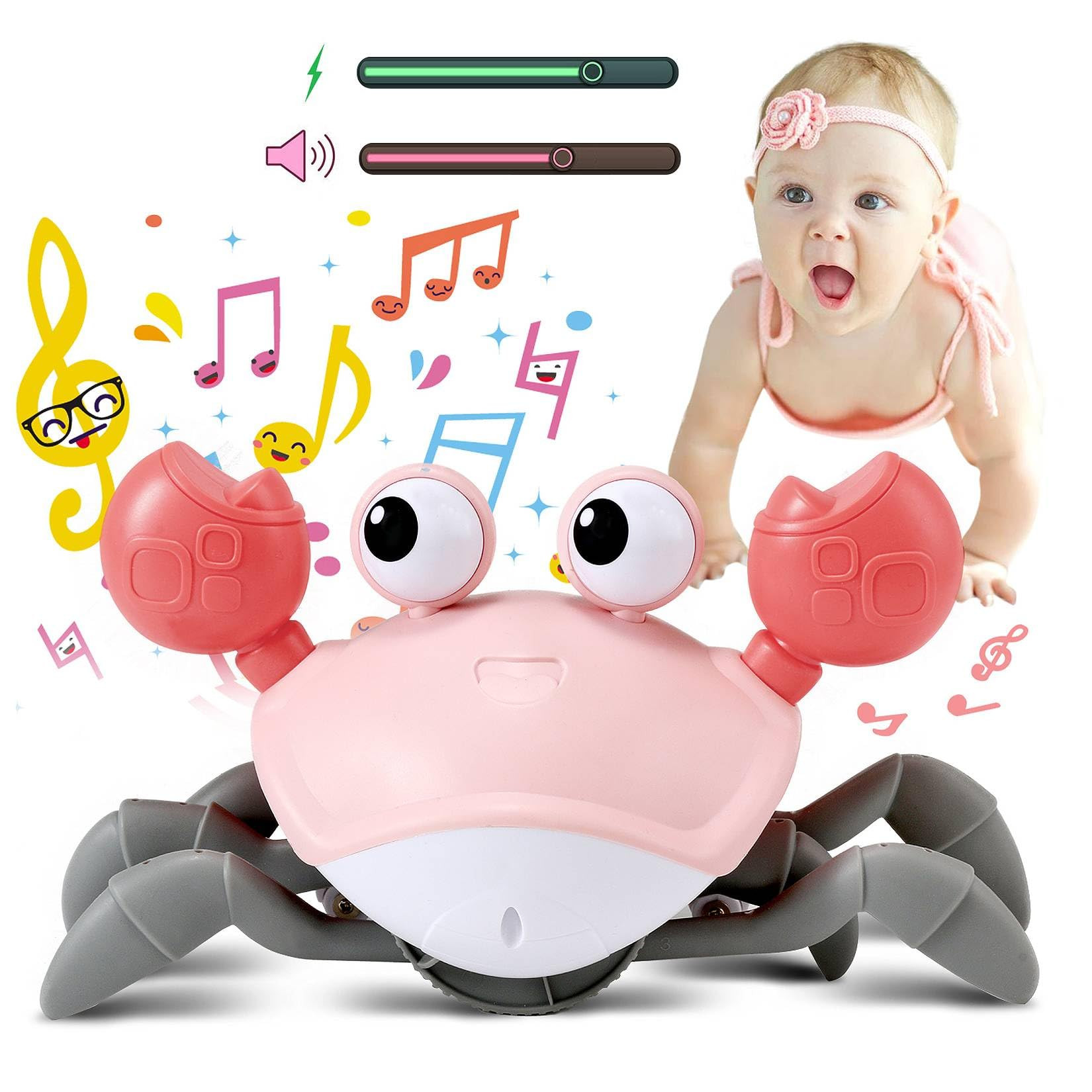 control future Baby Girl Toys Tummy Time: Pink Crawling Crab Babies Montessori Toy Learning 36 Mo... | Amazon (US)