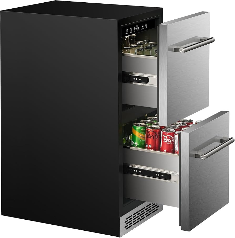 15 Inch Double Drawer Refrigerator,Under Counter Beverage Fridge for Indoor Outdoor Kitchen,3.39 ... | Amazon (US)