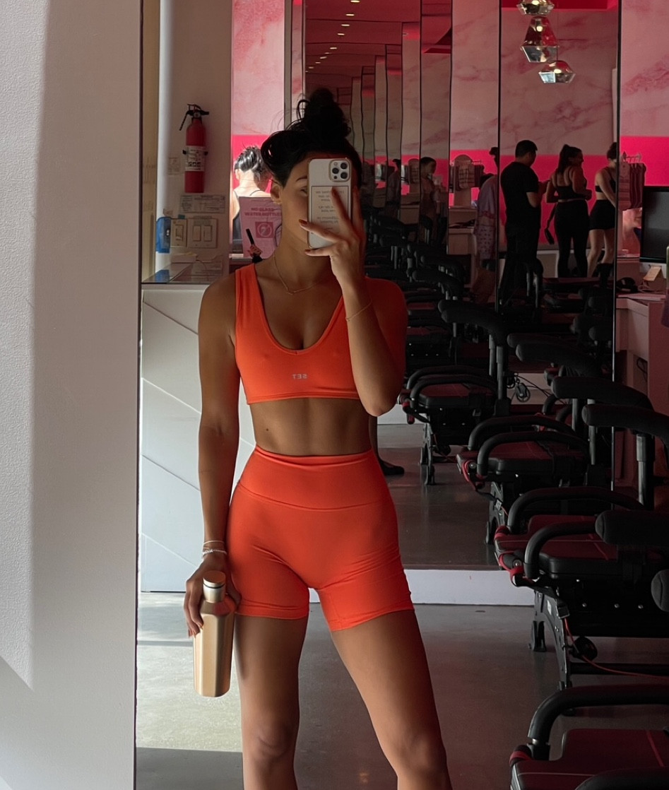 set active bra + biker shorts (orange set is sold out - linked red) #workout 

#LTKunder100 #LTKSeasonal #LTKitbag