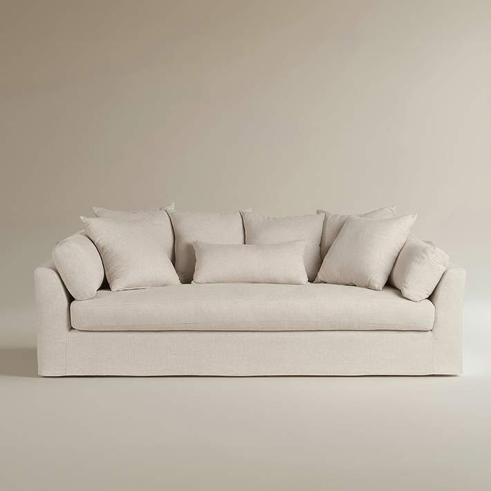 Chateau 99" Wide Linen Fabric Slipcover Sofa | Lamps Plus