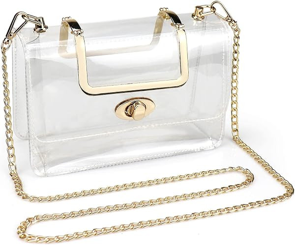 Stadium Approved Clear Crossbody Purse \u2013 Gold Top Handle & Chain Strap for Concerts & Game D... | Amazon (US)