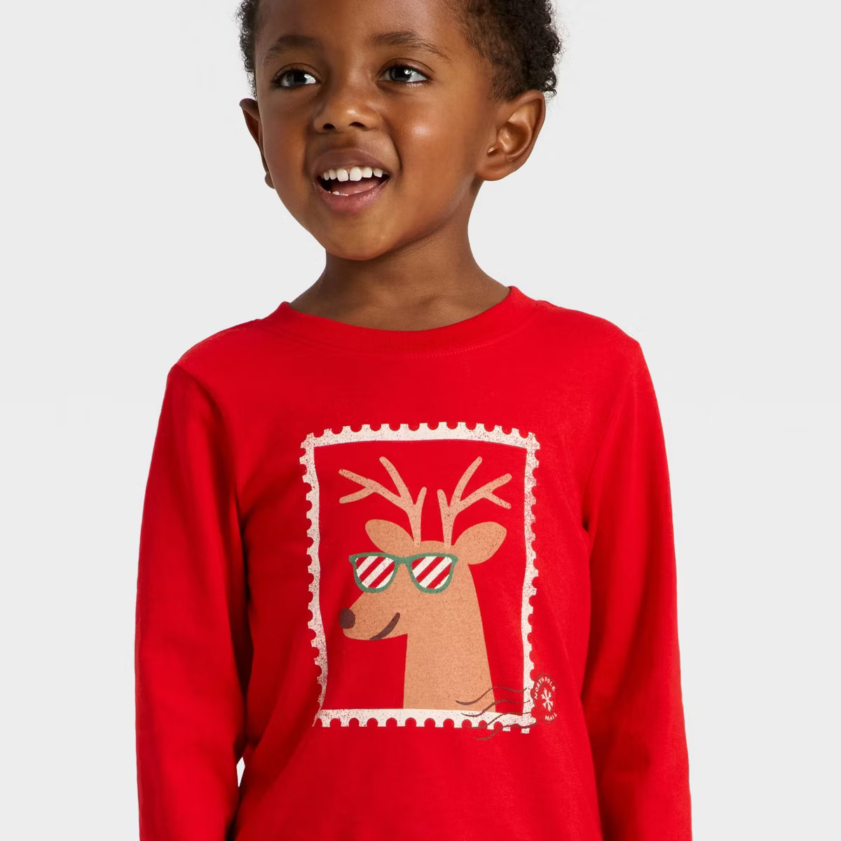 Toddler Boys' Long Sleeve Postage Reindeer Graphic T-Shirt - Cat & Jack™ Red 12M | Target