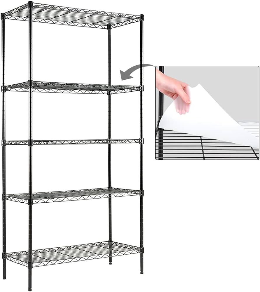 EZPEAKS 5-Shelf Shelving Unit with 5-Shelf Liners, Adjustable, Steel Wire Shelves, 150lbs Loading... | Amazon (US)
