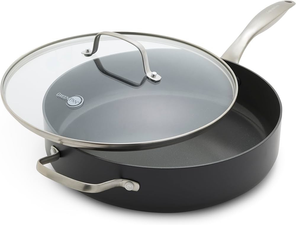 GreenPan Canterbury Ceramic Nonstick, 5QT Saute Pan with Lid, Black | Amazon (US)