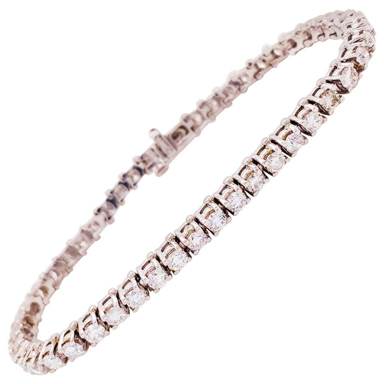 Diamond Tennis Bracelet, 14 Karat White Gold, Diamond Tennis Bracelet | 1stDibs