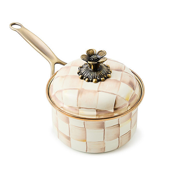 MacKenzie-Childs Mocha Check 1 Qt. Saucepan | MacKenzie-Childs