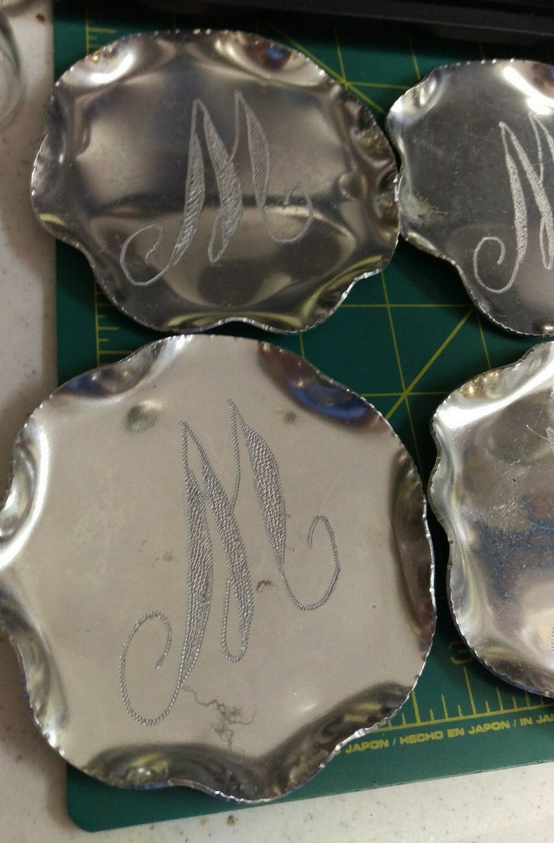 Set of 6 Monogrammed Metal Coasters M on front & MR on back Metal engraved  | eBay | eBay US