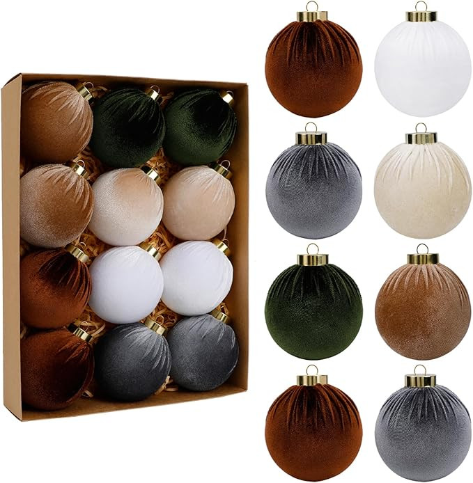 SUPREME XMAS 12 Pcs Christmas Tree Ornaments Set, 80mm/3.15in Large Velvet Christmas Ornaments fo... | Amazon (US)