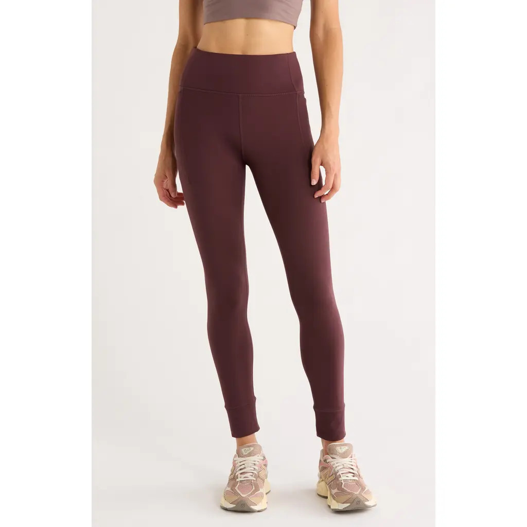 Zella Cozy Tech Pocket Leggings in Burgundy Fudge at Nordstrom, Size X-Large | Nordstrom