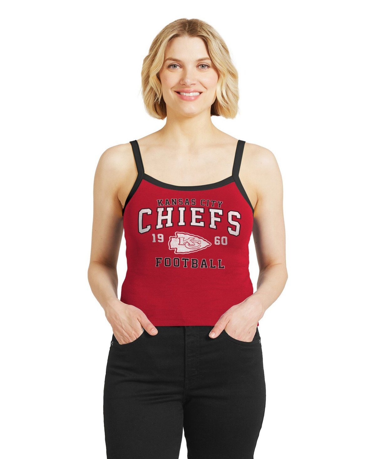 Wear by Erin Andrews Women's Kansas City Chiefs Color Block Distressed Screen Print Graphics Tank Top - Red | Macy's
