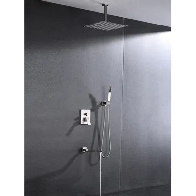Ceiling Mounted Shower System In - 16" Head & Handheld Natural Rainfall Self-cleaning Nozzle Consistent With American Standard Pipe Joints Bathroom | Wayfair North America