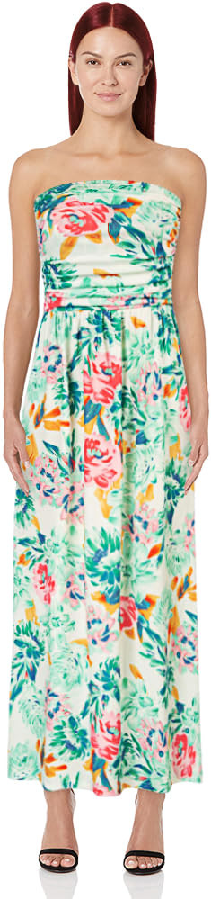 GRACE KARIN Women Strapless Dress Casual Loose Ruched Long Maxi Dress with Pockets | Amazon (US)
