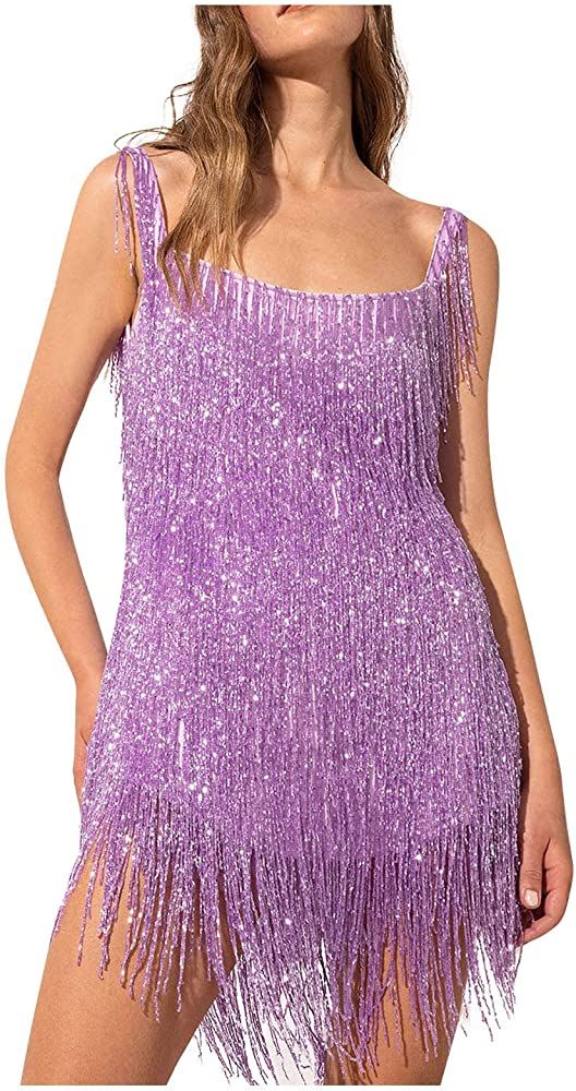 LIK EPOCH Women's Sleeveless Mini Dress      
 Tassel | Amazon (US)