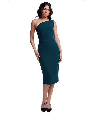 Dress the Population Women's Milan Asymmetric-Neck Fitted Dress - Macy's | Macy's